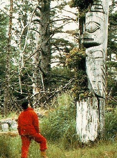 Totem pole in an old native village.