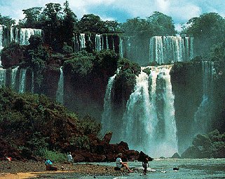 Exploring San Martin Island below Iguacu Falls.