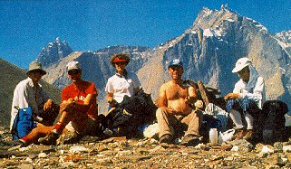 Hikers pause in the Turkestan Range.