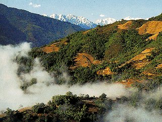 A colorful view of the Buddhist kingdom of Sikkim.